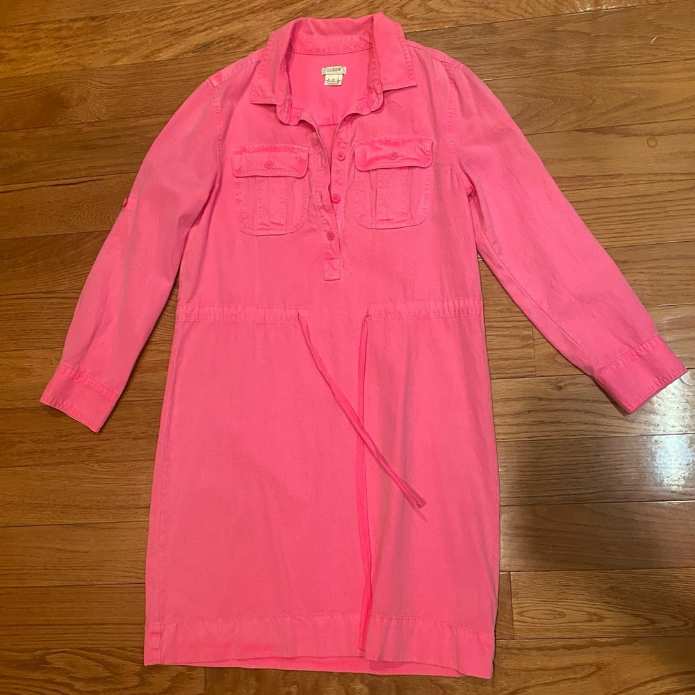 J Crew Pink Utility-style Shirt Dress - EUC, Sz. 2 (petite)